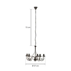 Kroonluchter Ayleen van staal, 5-lamps, zwart