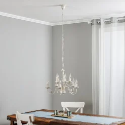 Kroonluchter Ayleen van staal, 10-lamps, wit