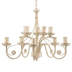 Kroonluchter Ayleen van staal, 10-lamps, wit