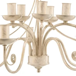 Kroonluchter Ayleen van staal, 10-lamps, wit