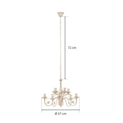 Kroonluchter Ayleen van staal, 10-lamps, wit