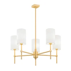 Kroonluchter Azzi textiel kap 5-lamps wit