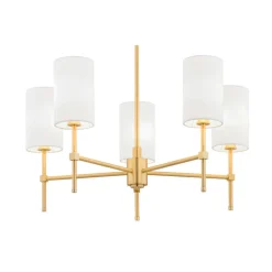 Kroonluchter Azzi textiel kap 5-lamps wit