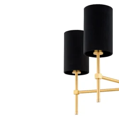 Kroonluchter Azzi textiel kap 5-lamps zwart