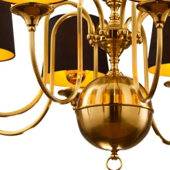 Kroonluchter Baranio, messingkleurig/zwart, Ø 100 cm 8-lamps.