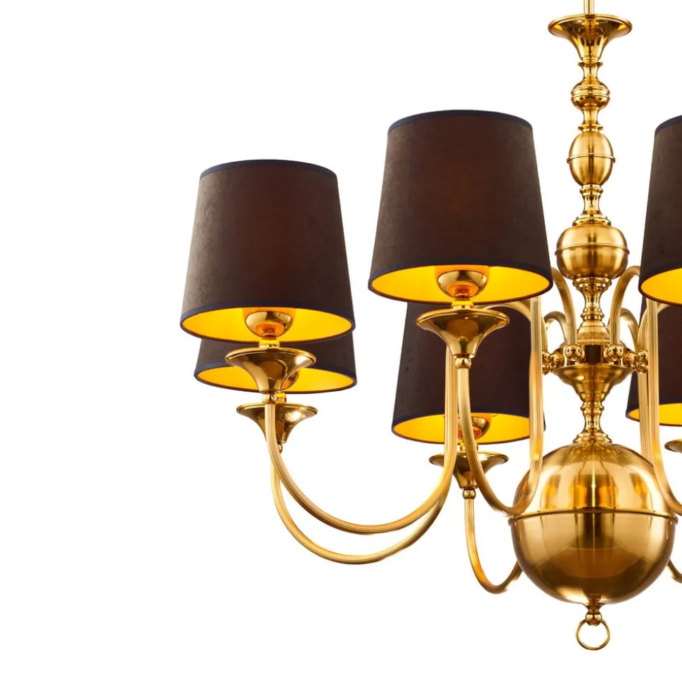 Kroonluchter Baranio met stoffen kappen 8-lamps