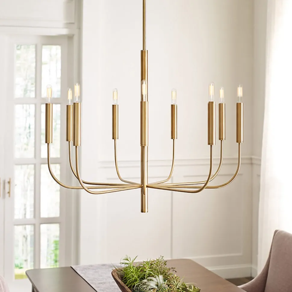 Kroonluchter Brianna 9-lamps gebronsd-messing