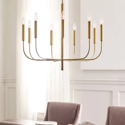 Kroonluchter Brianna 9-lamps gebronsd-messing