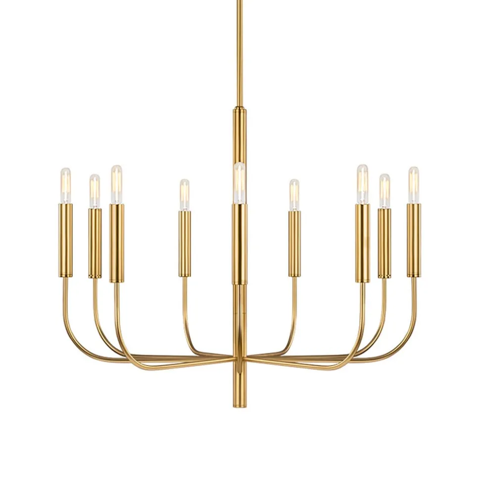 Kroonluchter Brianna 9-lamps gebronsd-messing