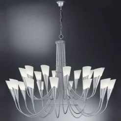 Kroonluchter CAMPAGNOLA, 24-lichts, zilverkleurig
