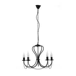 Kroonluchter Candela, zwart, 5-lamps