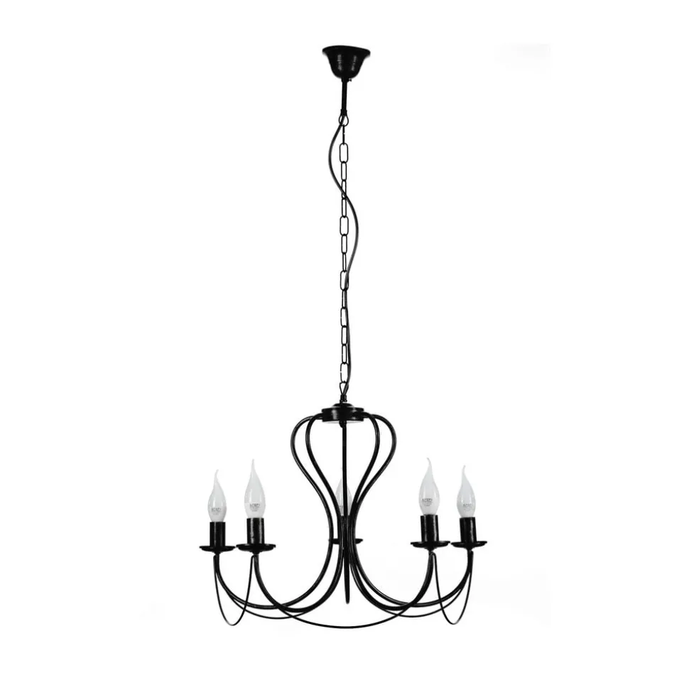Kroonluchter Candela, zwart, 5-lamps