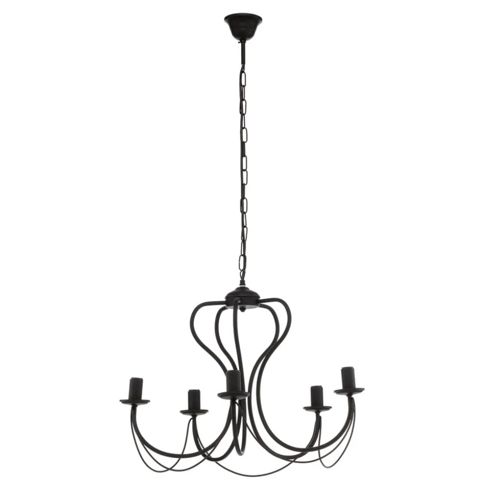 Kroonluchter Candela, zwart, 5-lamps