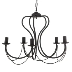 Kroonluchter Candela, zwart, 5-lamps