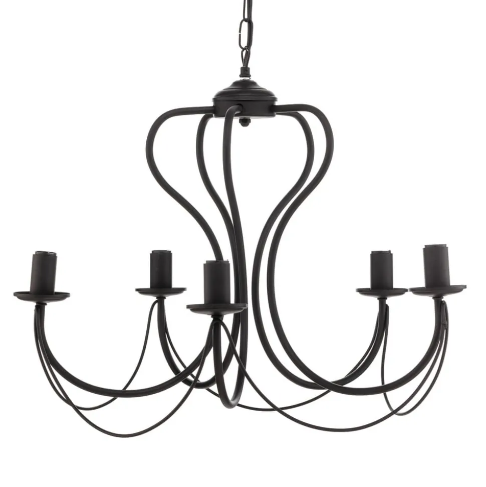 Kroonluchter Candela, zwart, 5-lamps