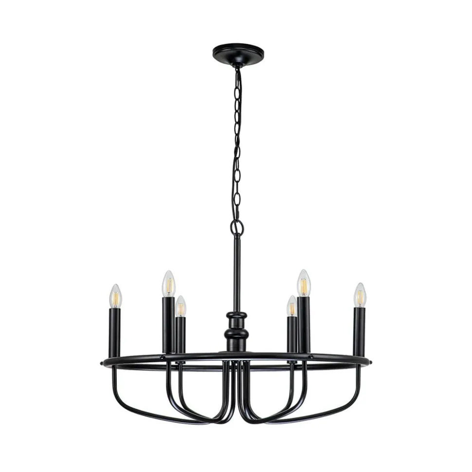 Kroonluchter Capitol Hill, 6-lamps, zwart