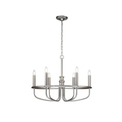 Kroonluchter Capitol Hill, 6-lamps, geborsteld nikkel