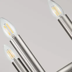 Kroonluchter Capitol Hill, 6-lamps, geborsteld nikkel