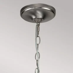 Kroonluchter Capitol Hill, 12-lamps, geborsteld nikkel