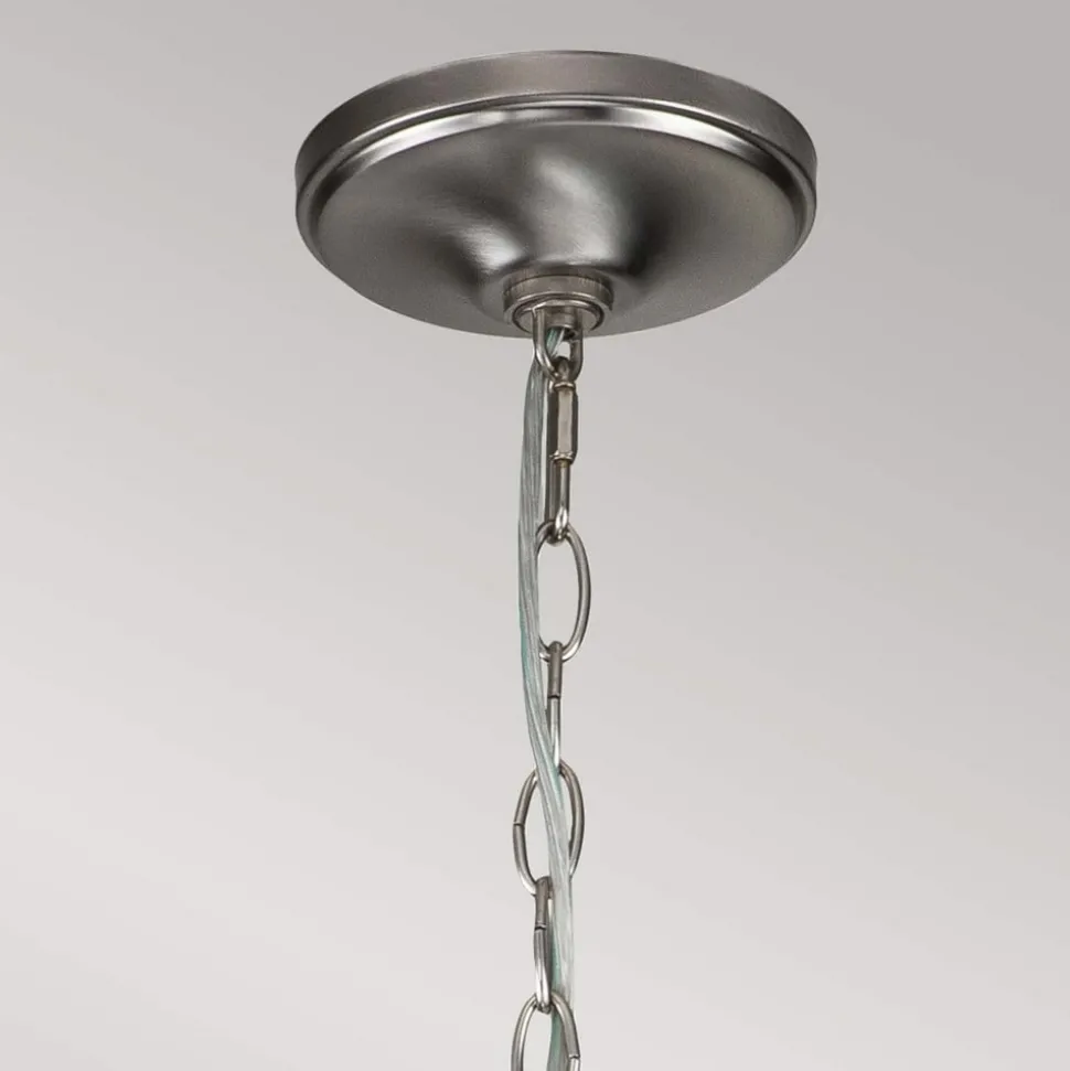 Kroonluchter Capitol Hill, 12-lamps, geborsteld nikkel