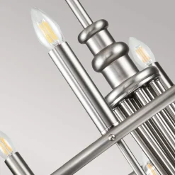 Kroonluchter Capitol Hill, 12-lamps, geborsteld nikkel