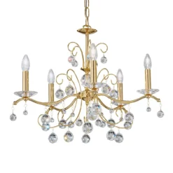 Kroonluchter Carmen II, glas, verguld, 65 cm