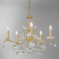 Kroonluchter Carmen II, glas, verguld, 65 cm