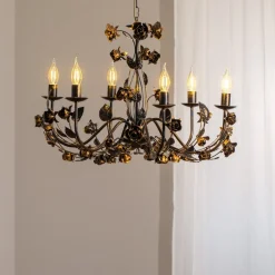 Kroonluchter Carolina, bronskleurig, 6-lamps, ijzer