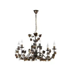 Kroonluchter Carolina, bronskleurig, 6-lamps, ijzer