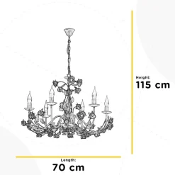 Kroonluchter Carolina, bronskleurig, 6-lamps, ijzer