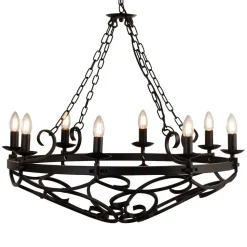 Kroonluchter Cartwheel III, 8-lamps, Ø 80 cm, zwart, metaal