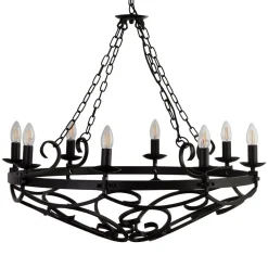 Kroonluchter Cartwheel III, 8-lamps, Ø 80 cm, zwart, metaal