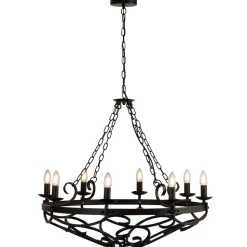 Kroonluchter Cartwheel III, 8-lamps, Ø 80 cm, zwart, metaal