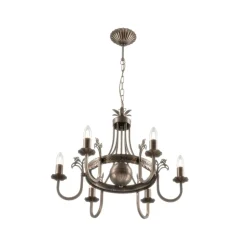 Kroonluchter Castle donker met de hand gepatineerd 6-lamps