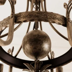 Kroonluchter Castle donker met de hand gepatineerd 6-lamps