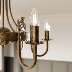 Kroonluchter Castle donker met de hand gepatineerd 6-lamps