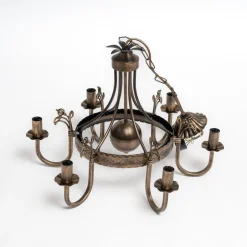 Kroonluchter Castle donker met de hand gepatineerd 6-lamps