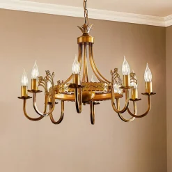 Kroonluchter Castle licht gepatineerd 8-lamps