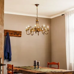 Kroonluchter Castle licht gepatineerd 8-lamps