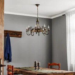 Kroonluchter Castle licht gepatineerd 8-lamps