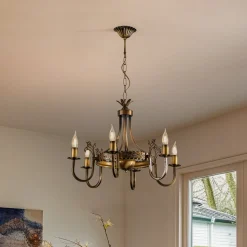 Kroonluchter Castle, licht gepatineerd, Ø 62 cm, metaal, 6-lamps.