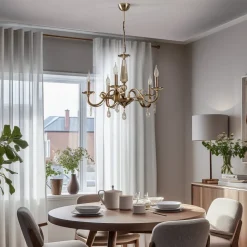 Kroonluchter Castro, antiek messing, 5-lamps