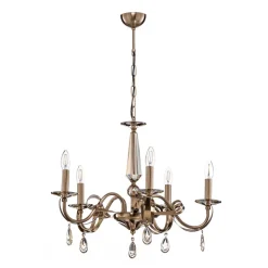 Kroonluchter Castro, antiek messing, 5-lamps