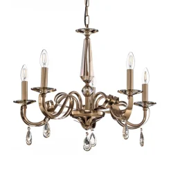 Kroonluchter Castro, antiek messing, 5-lamps