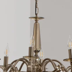 Kroonluchter Castro, antiek messing, 8-lamps