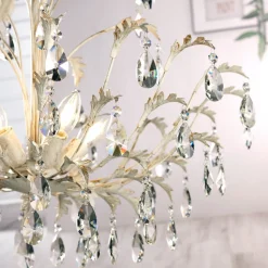 Kroonluchter Cesta, 5-lamps met kristallen