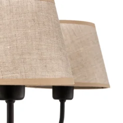 Kroonluchter Chicago, linnen lampenkappen, 6-lamps