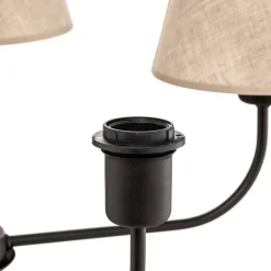 Kroonluchter Chicago, linnen lampenkappen, 5-lamps