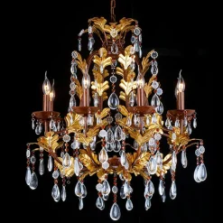 Kroonluchter CR12, 8-lamps, met glasbehang