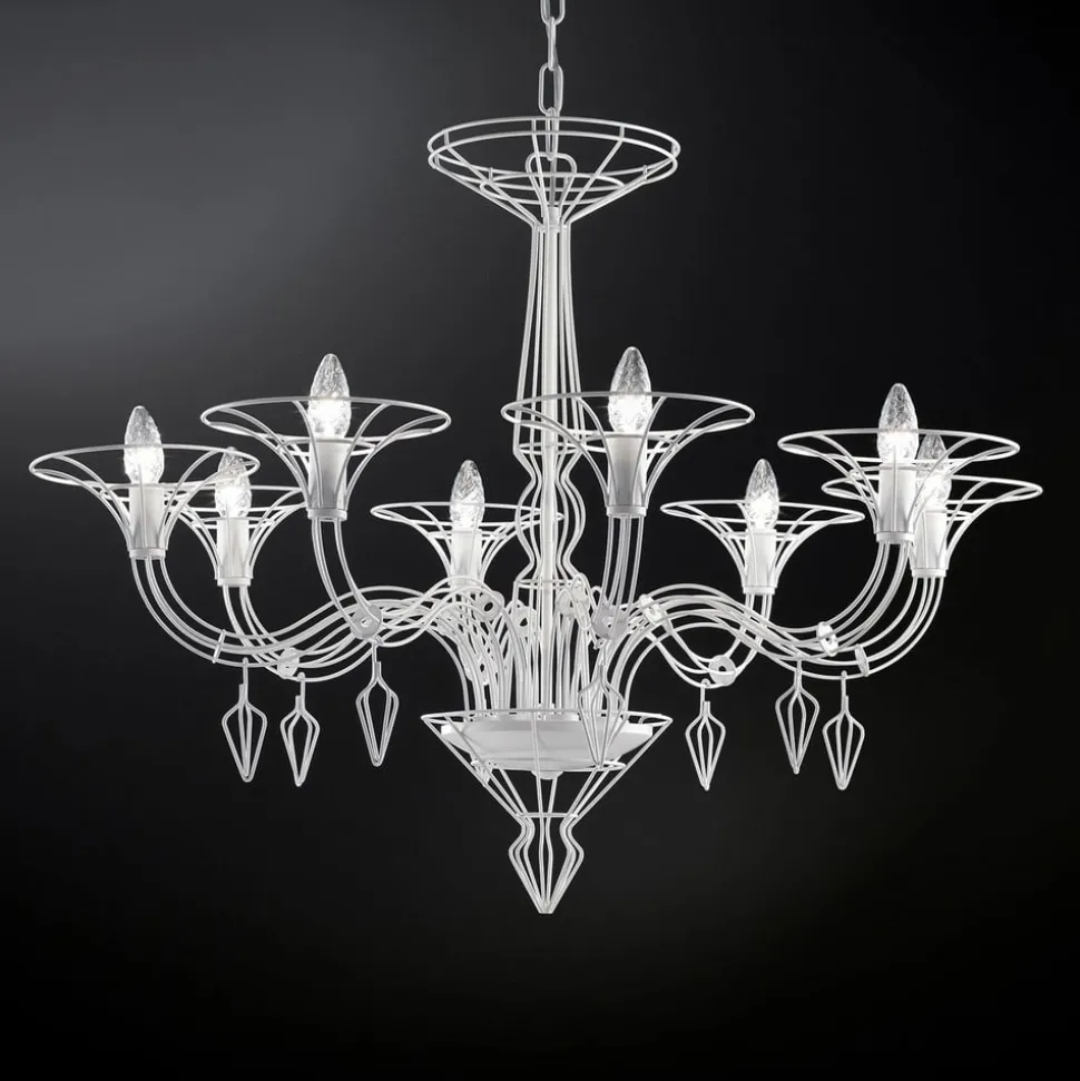 Kroonluchter Dedalo 8-lamps wit